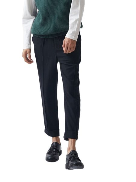 

men seam detail slant pocket pants 23fm#, Black