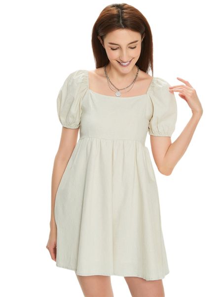 

puff sleeve mini dress h22g#, Black;gray