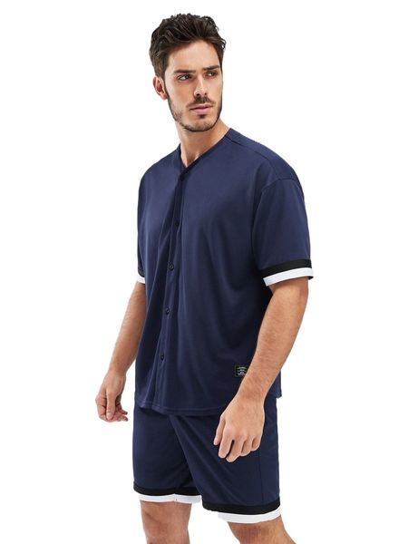 

men contrast trim button up shirt a1ms#, White;black