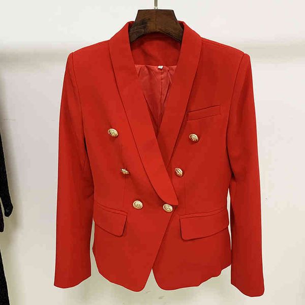 

women's suits & blazers 2022 star temperament metal lion button double breasted green fruit collar slim fit suit coat female 15kp, White;black
