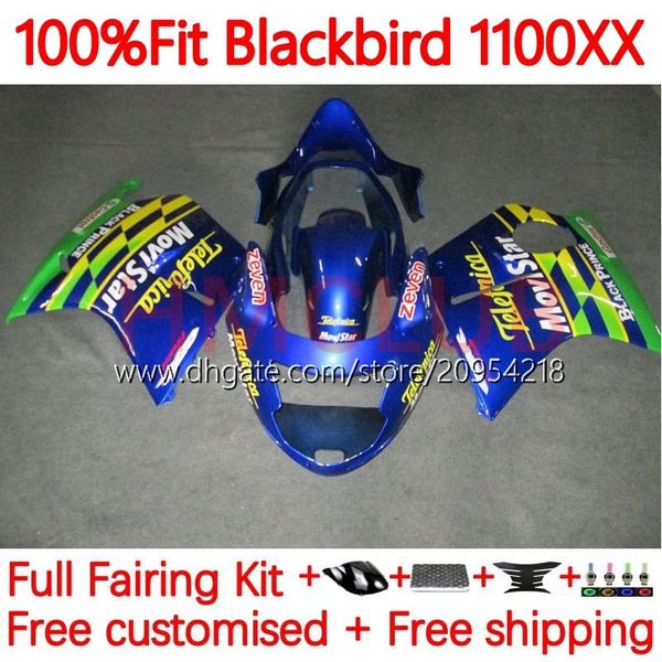 Spritzgusskörper für HONDA Blackbird CBR1100 CBR 1100 XX CC 1100XX 96-07 108No.21 CBR1100XX 1996 1997 1998 1999 2000 2001 1100CC 02 03 04 05 06 07 Verkleidung blau grün