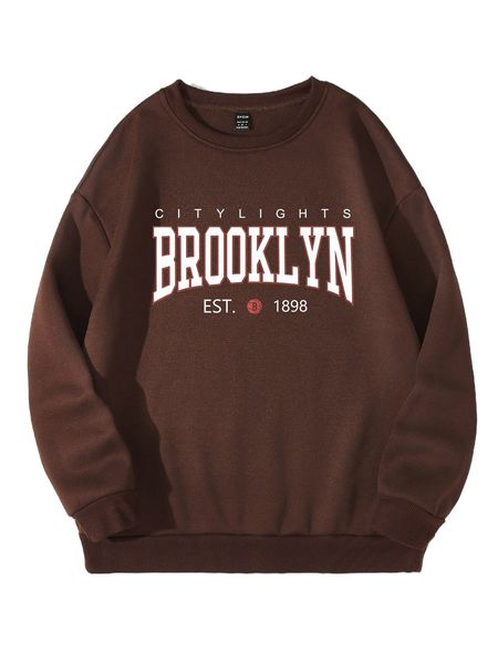 

1pc letter graphic thermal lined sweatshirt l81p#, Black