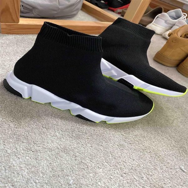 

luxury childrens sock speed trainer flat shoes newborn baby runner sneakers black red triple oreo fashion socks boots kids girls c212q, Black;grey