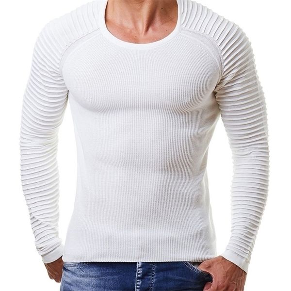 

men casual pullovers spring/autumn sweater slim men o-neck sweater fashion long sleeve knitwear male pullovers sportswear 201221, White;black