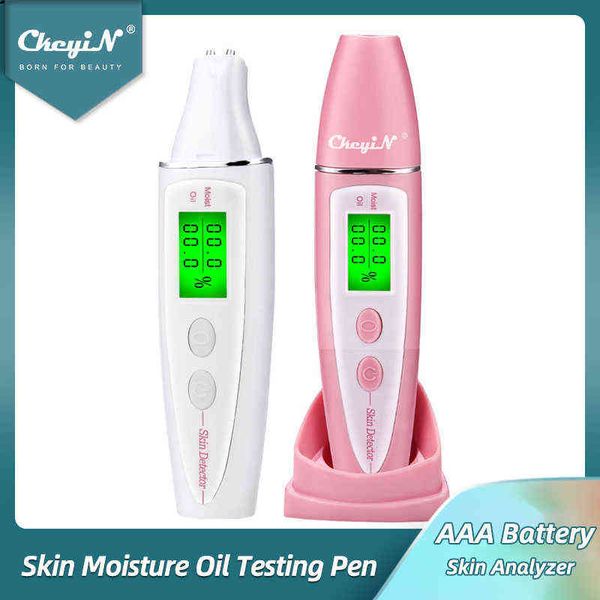 

ckeyin skin analyzer smart water oil tester aaa battery lcd display facial moisture meter fluorescent agents detector 220520