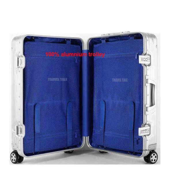 Travel Tale Aluminum Trolley Case с Wheels Spinner Luggage для J220707