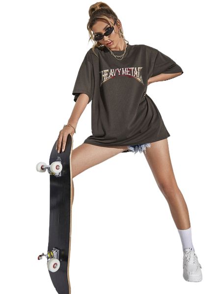 

letter graphic drop shoulder tee p66w#, White