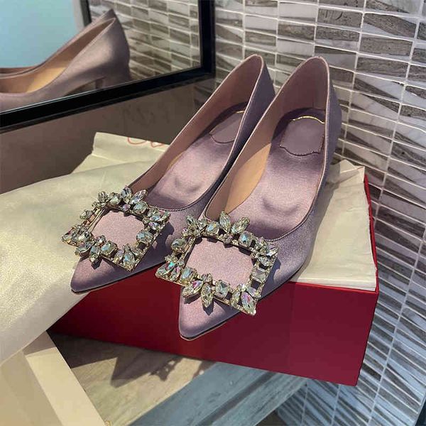 

dress shoes women's shoes autumn style square buckle drill pointed thick heel silk evening dress high-heeled, Black