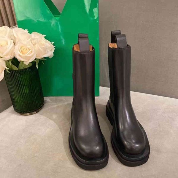 

boots black chunky platform stacked lug mid-calf boots leather shoes tire short boot low heel martin booties heavy duty luxury designer bran