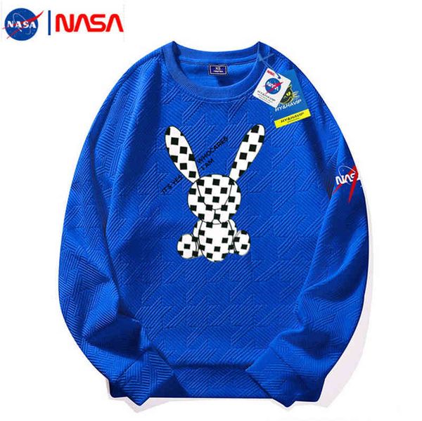 

fashion brand nasa co branded sweater men's and women's loose long sleeved casual street fashion couple's clothes, Black