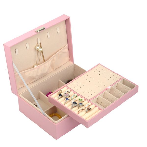 

dark green pu fashion design leather jewelry box 220813, Black