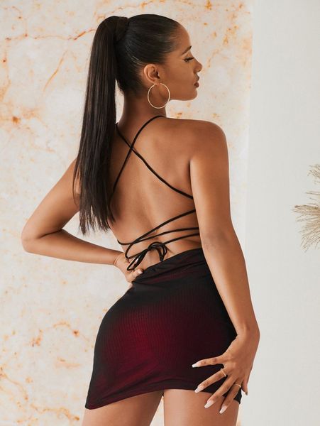 

lace up backless bodycon dress b0m9#, Black;gray