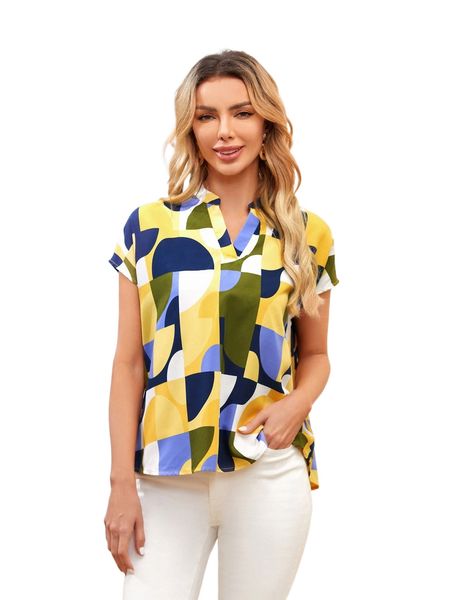 

emery rose allover geo print batwing sleeve x6vc#, White