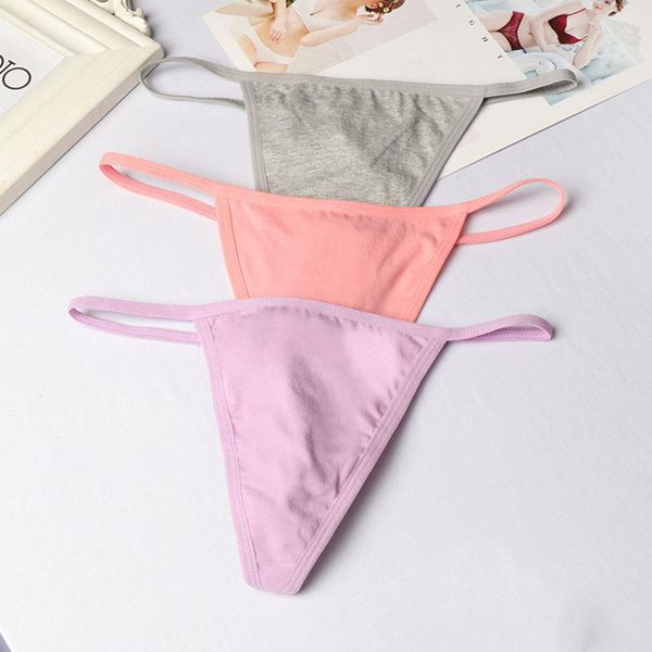 

1 pcs women panties solid color lingerie low waist sleek string design bikini underwear female briefs, Black;pink