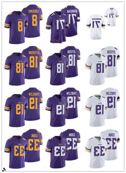 

football jerseys custom minnesota''vikings''19 adam thielen 18 justin jefferson, Black;red