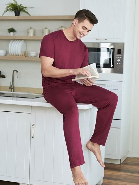 

men solid lounge set r0wd#, Black;brown