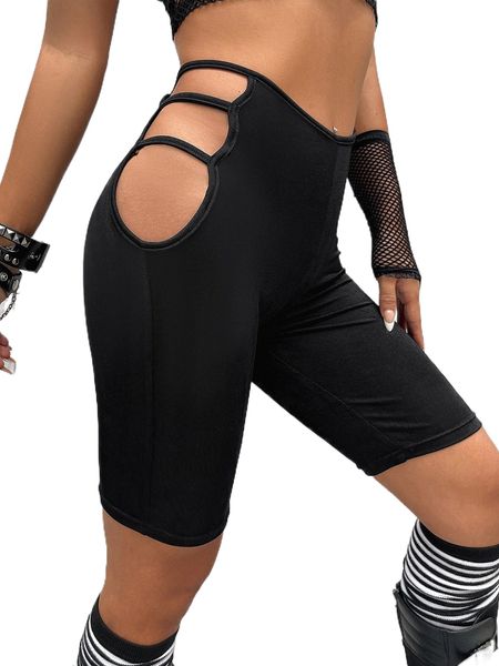 

ladder cut out biker shorts m45r#, White;black
