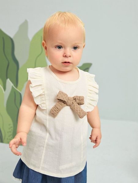 

baby eyelet detail bow front ruffle trim she, Blue