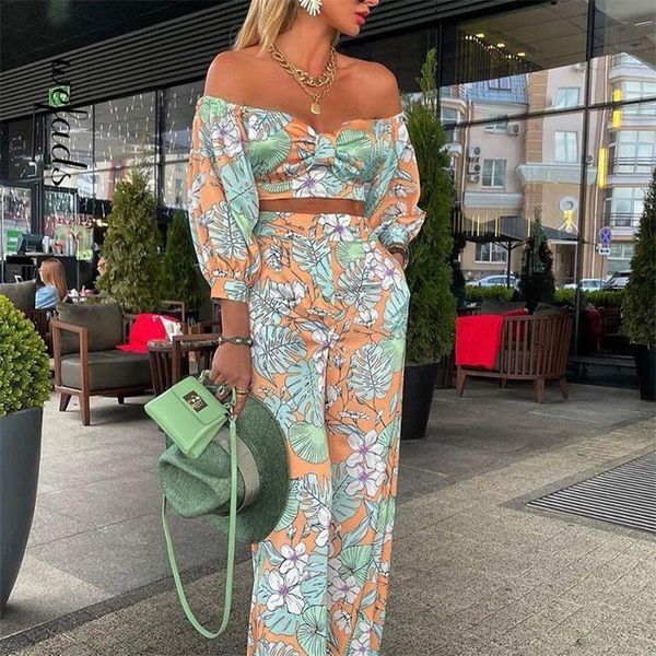 

wefad fashion two piece sets print suits summer beach streetwear autumn 2 piece sets +elegant long pants 220421, White