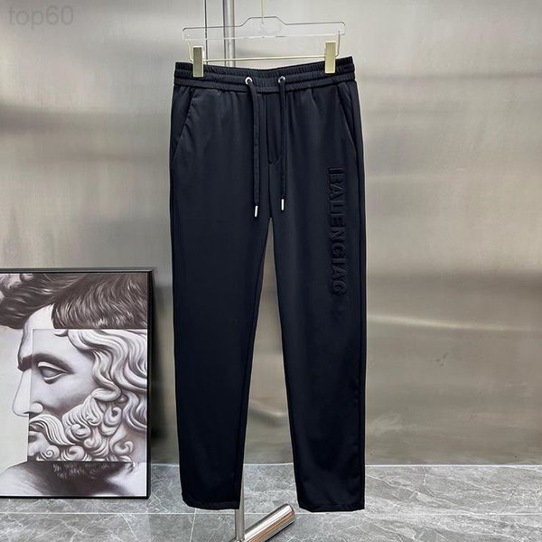 

men's pants designer 2022 summer men's 3d three-dimensional letters embossed slim fit elastic pants solid color sports casual ll8a, Black