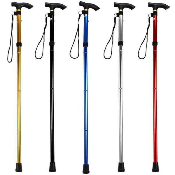 

trekking poles wholesale- design adjustable aluminum alloy metal folding cane walking sticks height and non slip rubber base stick