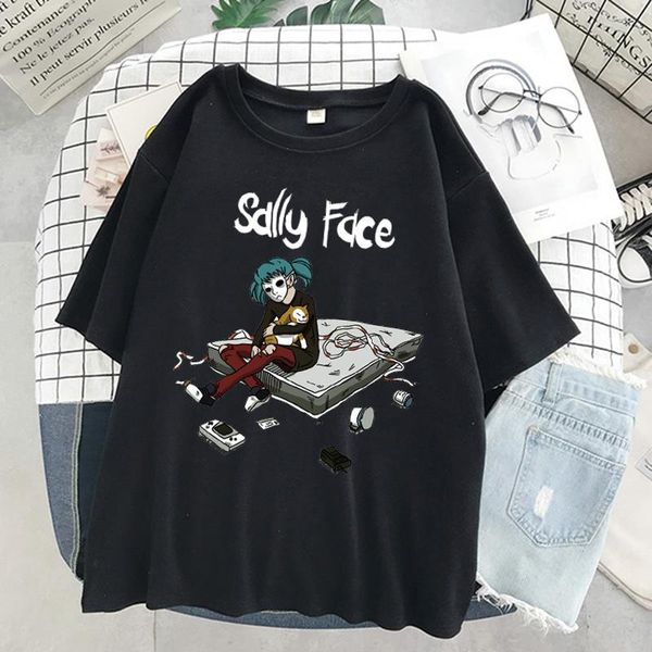 Damen T-Shirt Sally Face Grafik-T-Shirt für Damen, lustig, kurzärmelig, Sommermode, lässig, kurzärmelig