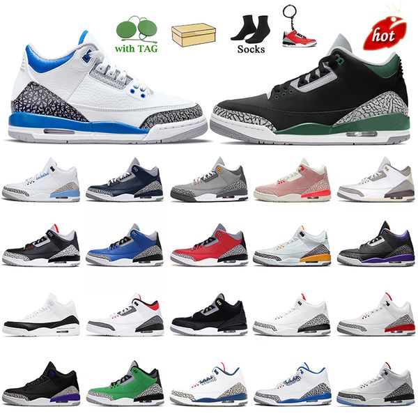 

2022 authentic fashion jumpman 3 3s women mens basketball shoes off unc georgetown midnight navy pine green black cement varsity royal pure