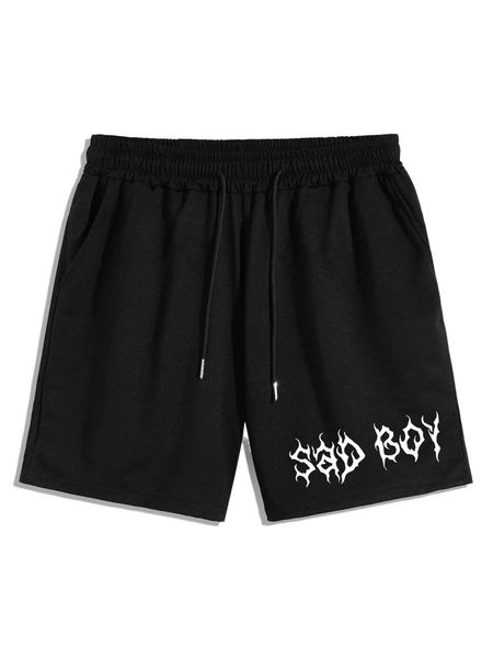 

romwe guys letter graphic shorts j9yy#, White;black