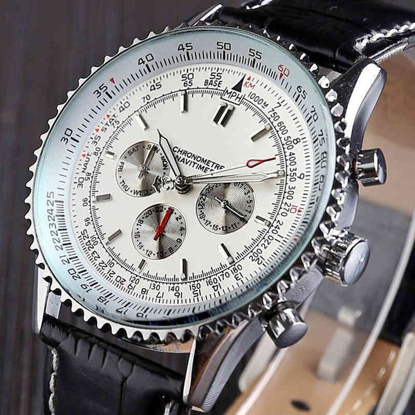 

5a six pin multi-function automatic mechanical watch men's belt watch 1317, Slivery;brown