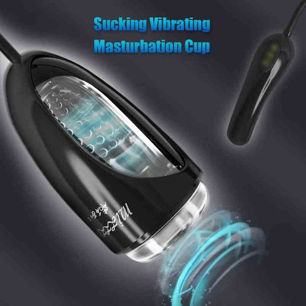 NXY Masturbators SexProduct Männlicher Masturbator Cup Erwachsene Verzögerung Dauerhafter Trainer Starkes Saugen Oralsex Maschine Elektrischer Blowjob Vibrator Spielzeug für Männer 220427