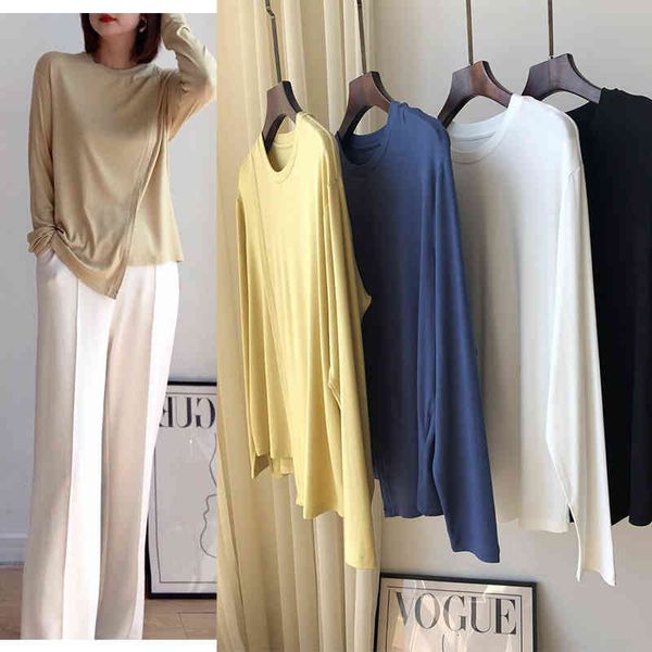 

women's sweaters p115130 solid modal t-shirt women, White;black