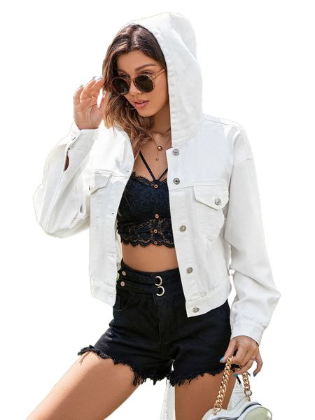 

drop shoulder hooded denim jacket g1oo#, Black;brown