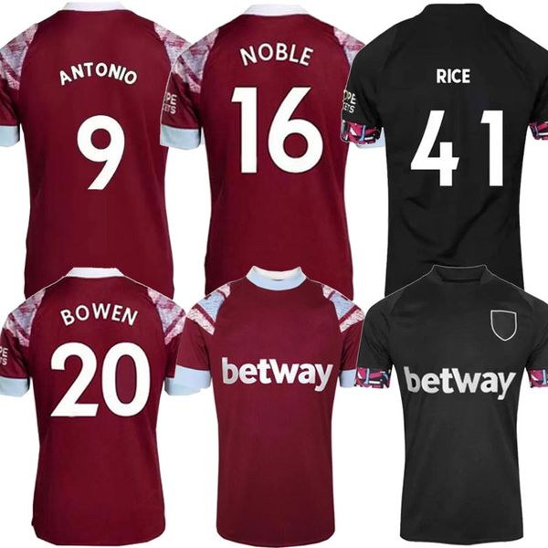 

soccer jersey 22-23 home noble west hams anderson united rice bowen antonio benrahma 2022 2023 footbal shirt men kids kit sets boys, Black;yellow