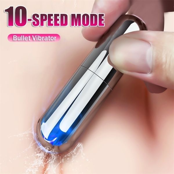 Mini vibratori a pallottola a 10 velocità per donne Giocattoli sexy per adulti 18 vibratore femminile clitoride climax stimolatore dildo giocattoli del sesso negozio 220812