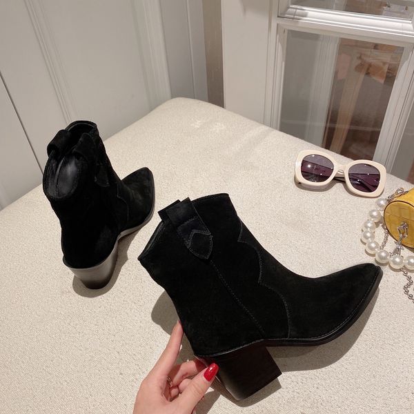 

women's new cowboy ankle boots vintage style characteristics of beautiful appearance comfortable foot feeling heel 5cm, Black