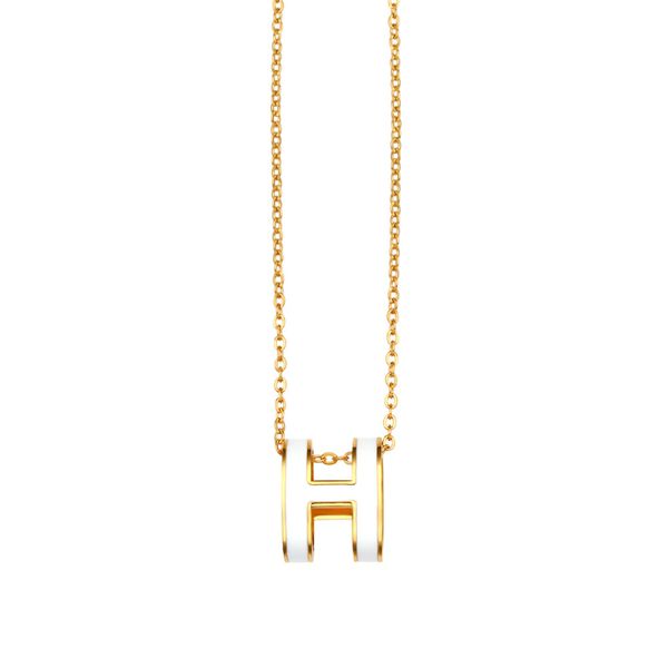 

luxury brand h pendant stainless steel necklace women gift jewelry, Silver