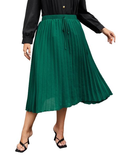 

plus knot front pleated skirt k9cn#, Black