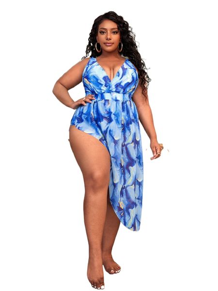 

plus tie dye one piece swimsuit with beach skirt x1yq#, White;black