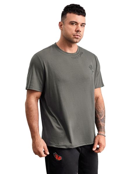 

extended sizes men floral & letter graphic tee 16ka#, White;black