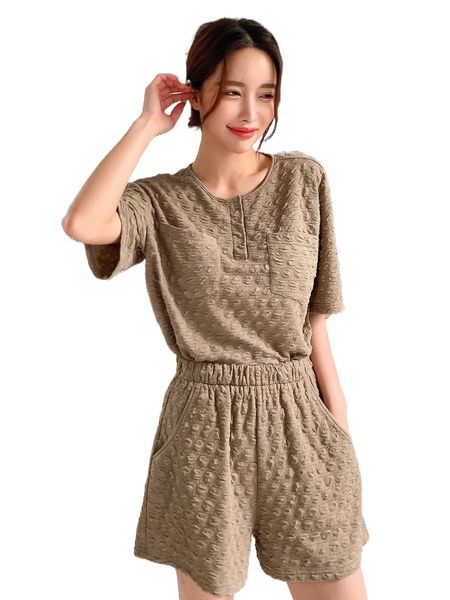

dazy textured button front pocket pajama set q2ab#, Black;red