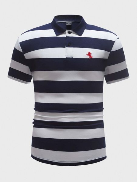 

men unicorn embroidery striped polo shirt w9in#, White;black