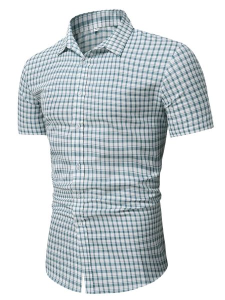 

men random plaid print shirt 57xz#, White;black