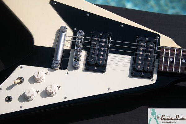 Greco Michael Schenker Flying V MSV-650 Schwarz und Weiß – Rock Bottom! Elektrische Gitarre