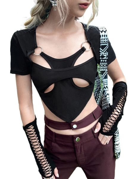 

o-ring cut out bandana hem tee q5xr#, White