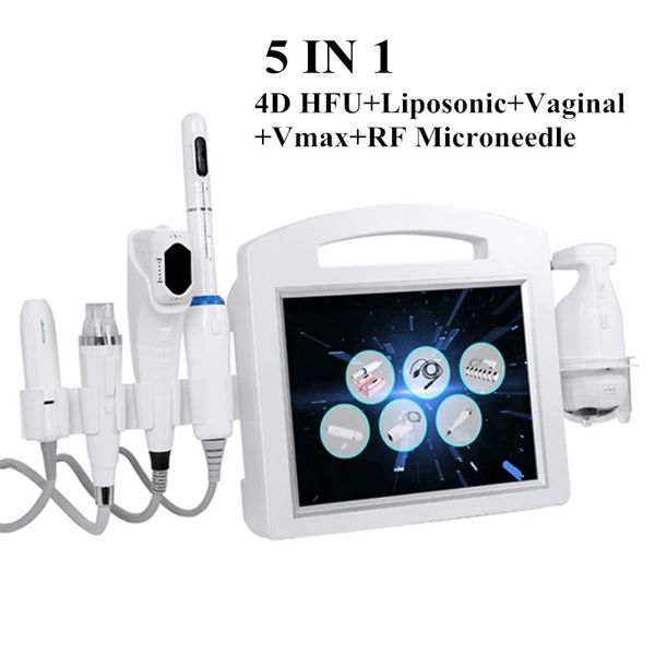 5 arada 1 çok fonksiyonlu güzellik ekipmanı 4d hifu vmax liposonic rf mikro iğne makinesi 12 çizgiler anti-kırışıklık vajinal sıkılaştırma yağ yanma gövdesi şekillendirme cihazı