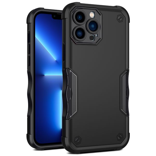 Casos de telefone para iPhone 14 13 12 11 Plus Pro Max XR XS Max Se 6 7 8 Com TPU Soft TPU Hard PC à prova de choque Tampa