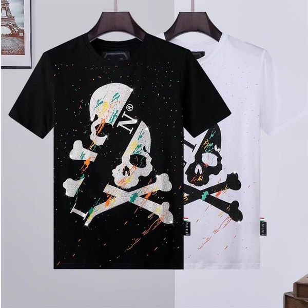 

2021 men t shirt diamond skulls short sleeve european american printing2839, White;black