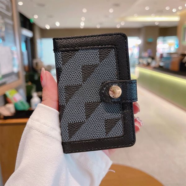 

luxurys designer credit fashion woman card holders mini wallet genuine leather men pure color card holder, Brown;gray