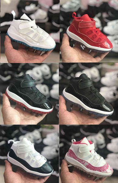 

bred 11s little boys girls children kids basketball sneaker shoes pink navy blue snakeskin 72-10 trainers size 6c-10c, Black