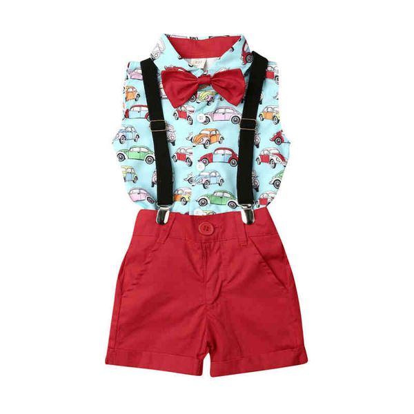 

citgeett summer kids baby boy sleeveless suit wedding bowtie gentleman shirt bib pants red pants outfit soft set j220711, White